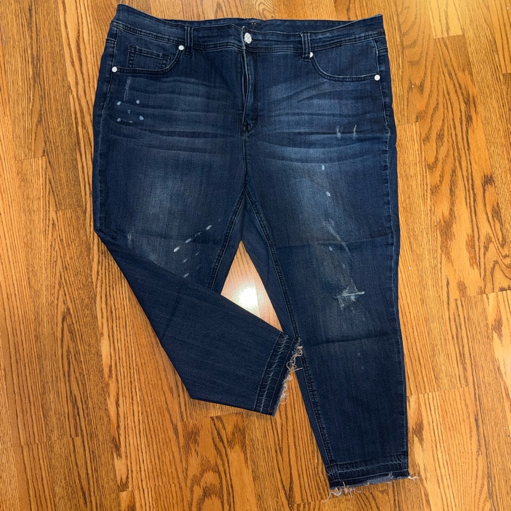 Melissa McCarthy Seven7 Dark Indigo Cropped Skinny Jeans